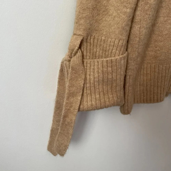 Zara Tie Cuff Turtleneck Knit Sweater Camel  Tan Size Medium - Picture 6 of 9